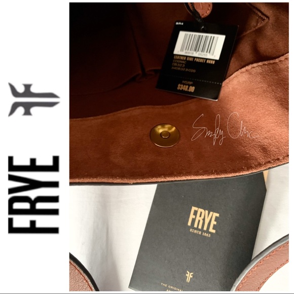 NWT FRYE genuine leather side pocket hobo cognac - Picture 6 of 7